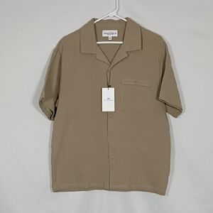 NWT Thomas Sterling Chinchilla Short Sleeve Textured Woven Button Down Men Sz Md